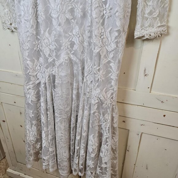 Vintage Jessica McClintock White Lace Dress – Victorian High Neck, Long Sleeve - Picture 10 of 10
